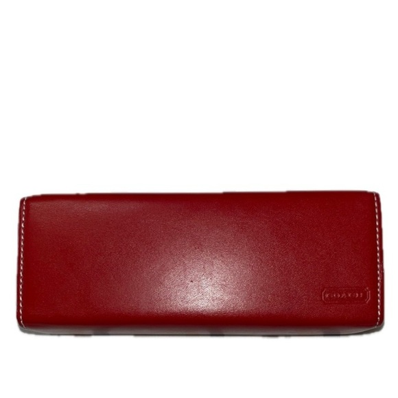 Coach Hardshell Button Snap Leather Eyeglass Case, Red *Glasses NOT included - Picture 4 of 6